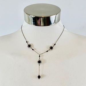 Vintage Ruby & Clear Crystal Lariat Necklace